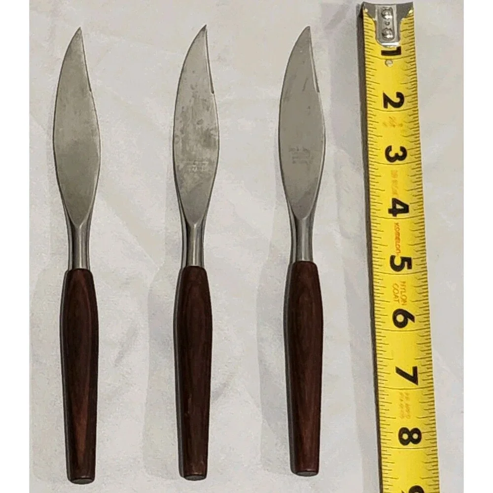 Vintage MCM Mode Danish Knives Teak Wood Handle Stainless Sheffield England